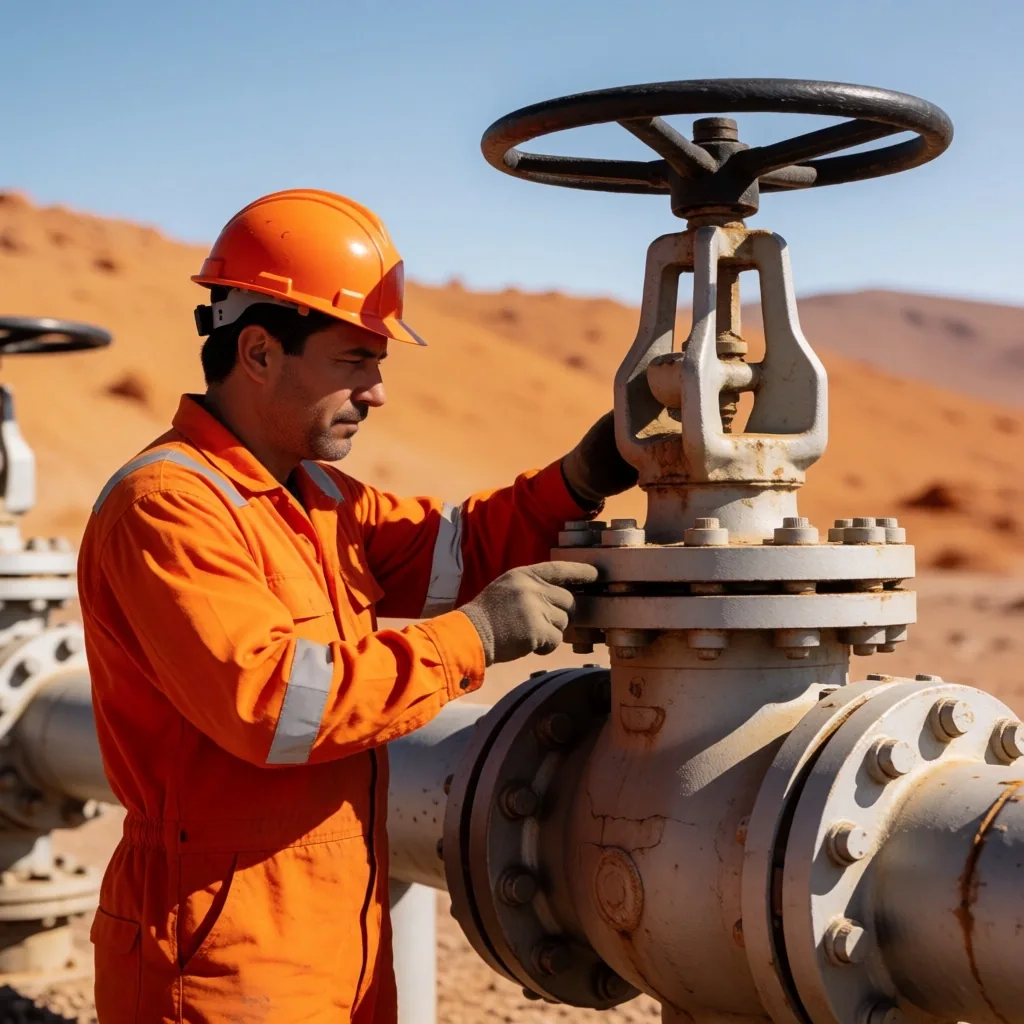 Campo de extracción de gas en Vaca Muerta, Neuquén