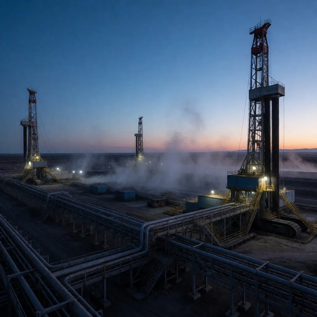 Infraestructura energética al amanecer