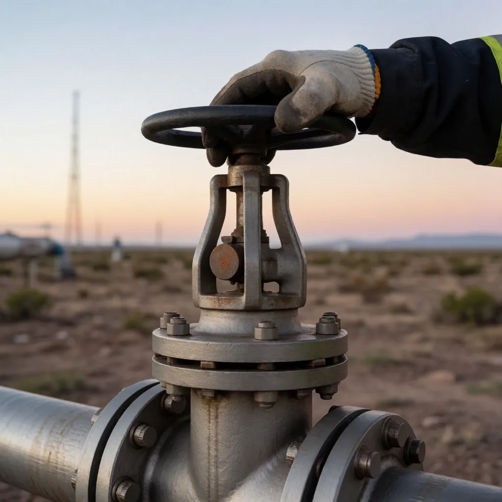 Infraestructura energética de Vaca Muerta al amanecer